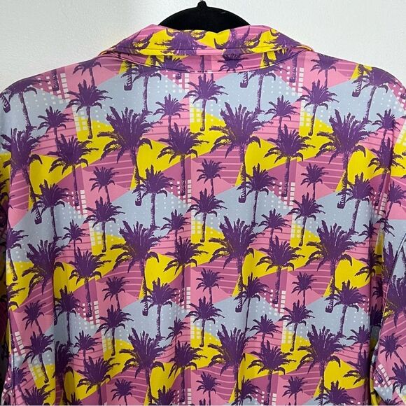 Tropical Bros Pink and Yellow Palm Tree Casual Men's Golf Shirt --‎ XL - Picture 9 of 11